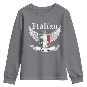 Italian Pride Youth Sweatshirt Vintage Patriotic Italy Map TS11 Charcoal Print Your Wear