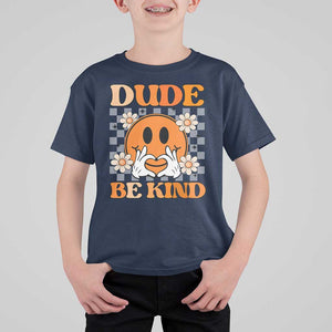 Anti Bullying Awareness T Shirt For Kid Dude Be Kind Unity Day Heart Daisy Flower TS11 Navy Print Your Wear