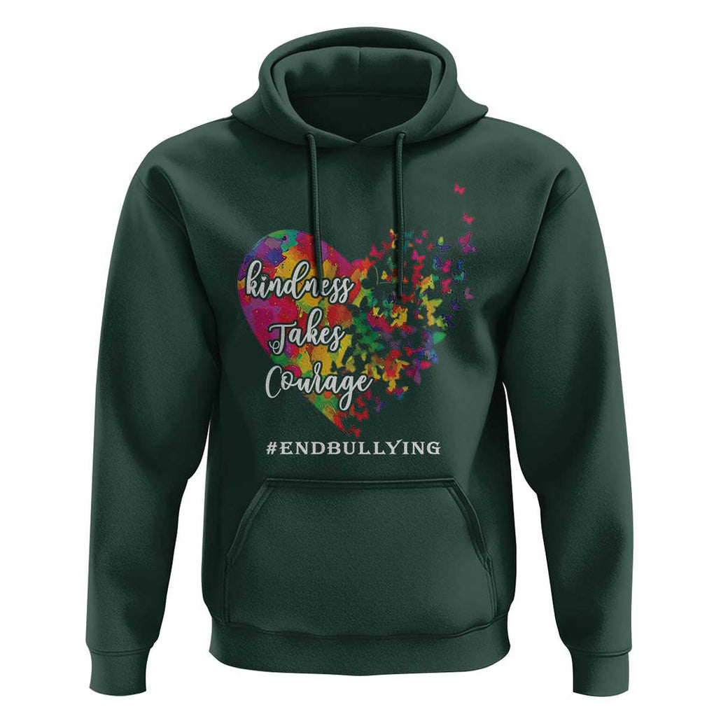 Unity Day Hoodie Kindness Takes Courage End Bullying Heart Butterfly TS11 Dark Forest Green Print Your Wear