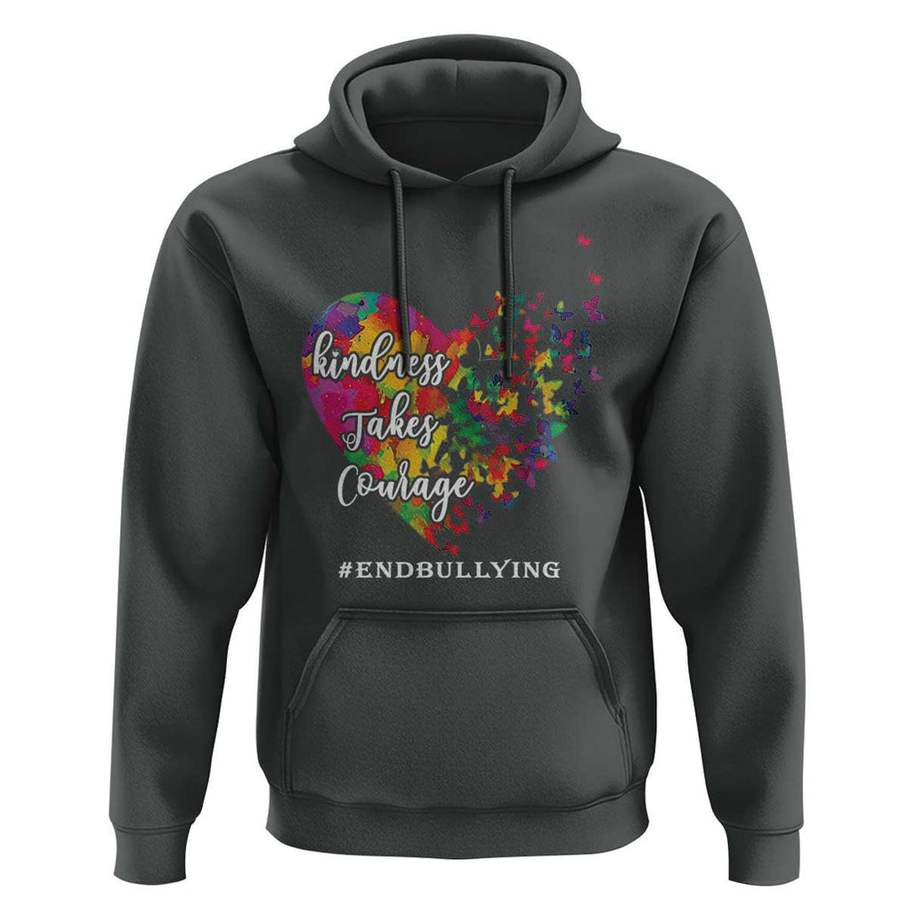 Unity Day Hoodie Kindness Takes Courage End Bullying Heart Butterfly TS11 Dark Heather Print Your Wear