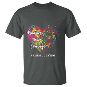 Unity Day T Shirt Kindness Takes Courage End Bullying Heart Butterfly TS11 Dark Heather Print Your Wear