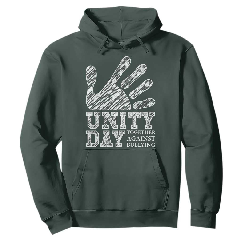 Anti Bullying Awareness Hoodie Unity Day Together Against Bullying Hand TS11 Dark Forest Green Print Your Wear