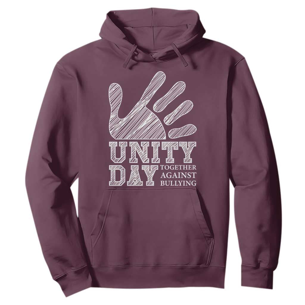 Anti Bullying Awareness Hoodie Unity Day Together Against Bullying Hand TS11 Maroon Print Your Wear