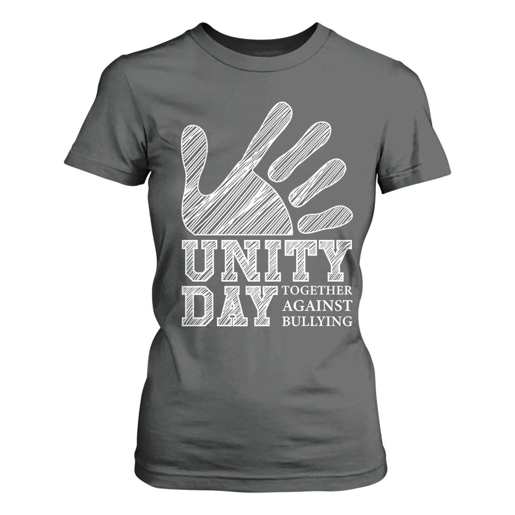 Anti Bullying Awareness T Shirt For Women Unity Day Together Against Bullying Hand TS11 Dark Heather Print Your Wear