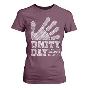 Anti Bullying Awareness T Shirt For Women Unity Day Together Against Bullying Hand TS11 Maroon Print Your Wear