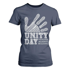 Anti Bullying Awareness T Shirt For Women Unity Day Together Against Bullying Hand TS11 Navy Print Your Wear