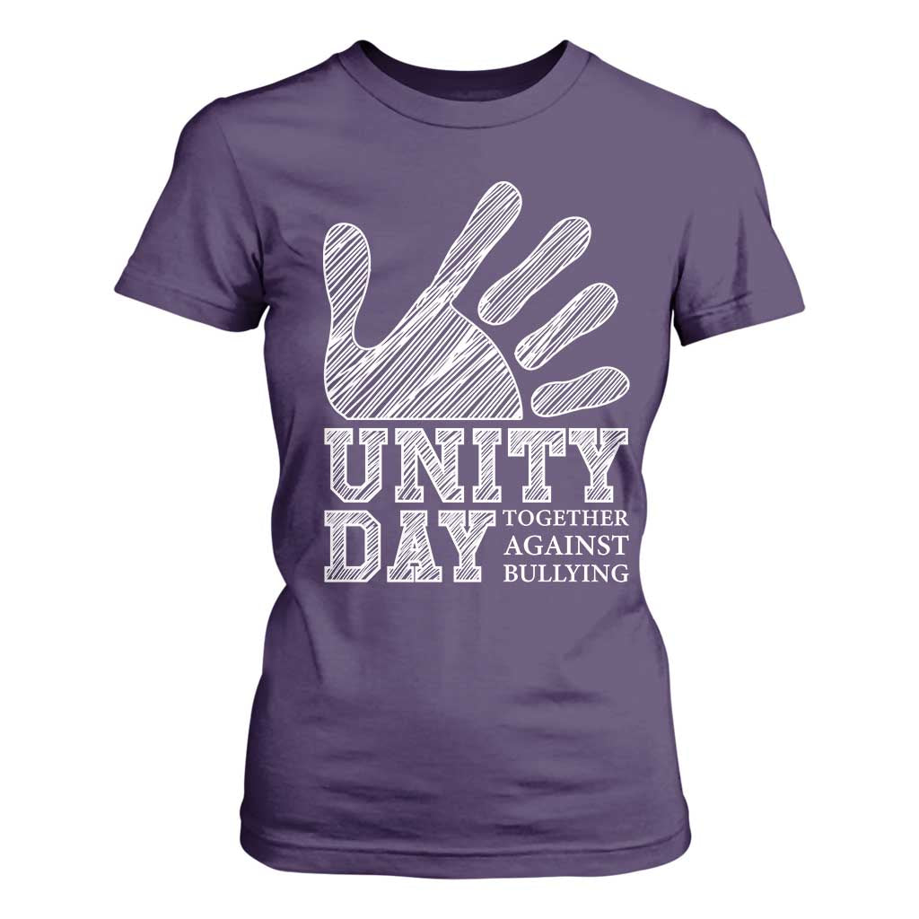 Anti Bullying Awareness T Shirt For Women Unity Day Together Against Bullying Hand TS11 Purple Print Your Wear