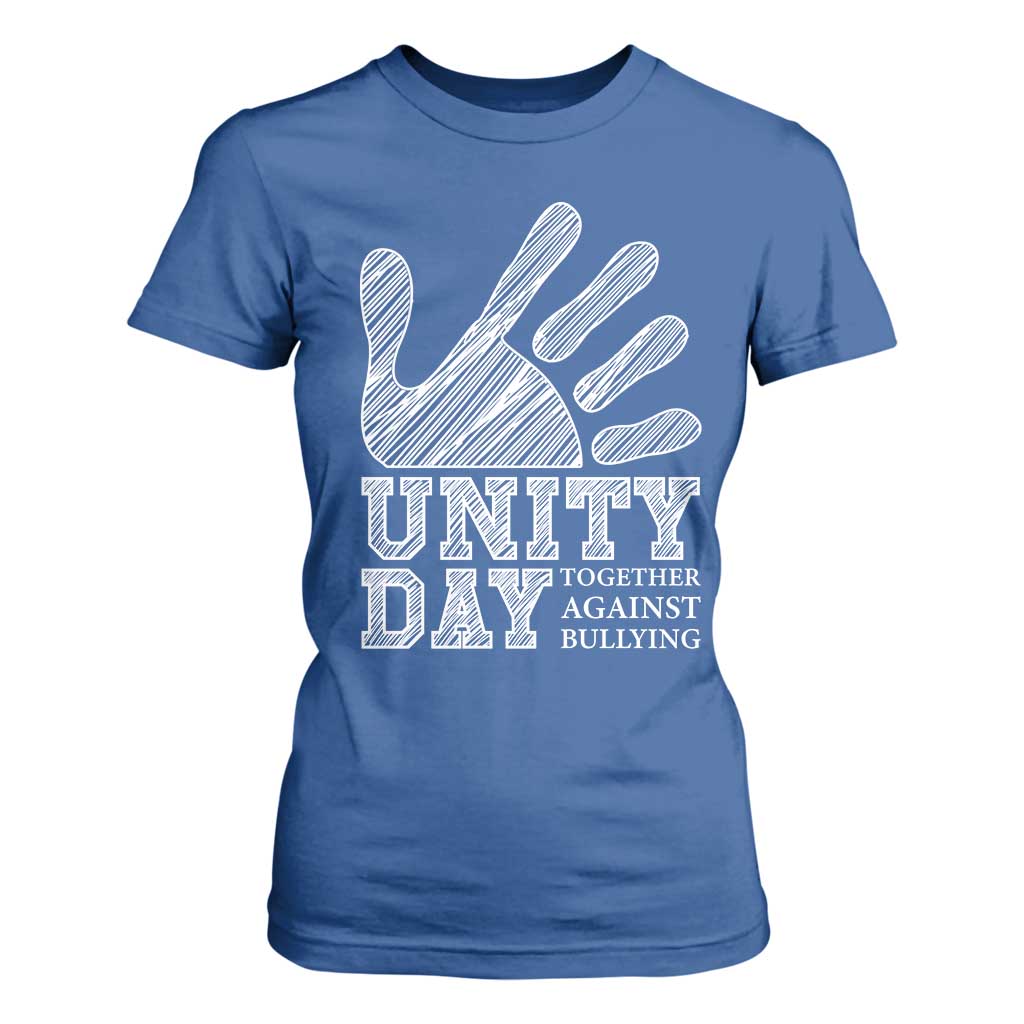 Anti Bullying Awareness T Shirt For Women Unity Day Together Against Bullying Hand TS11 Royal Blue Print Your Wear