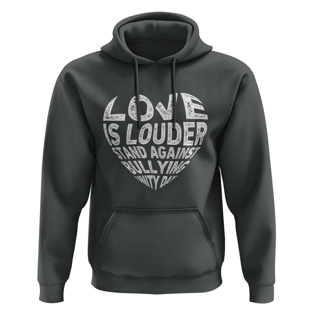 Anti Bullying Awareness Hoodie Love Is Louder Stand Against Bullying Unity Day Heart TS11 Dark Heather Print Your Wear