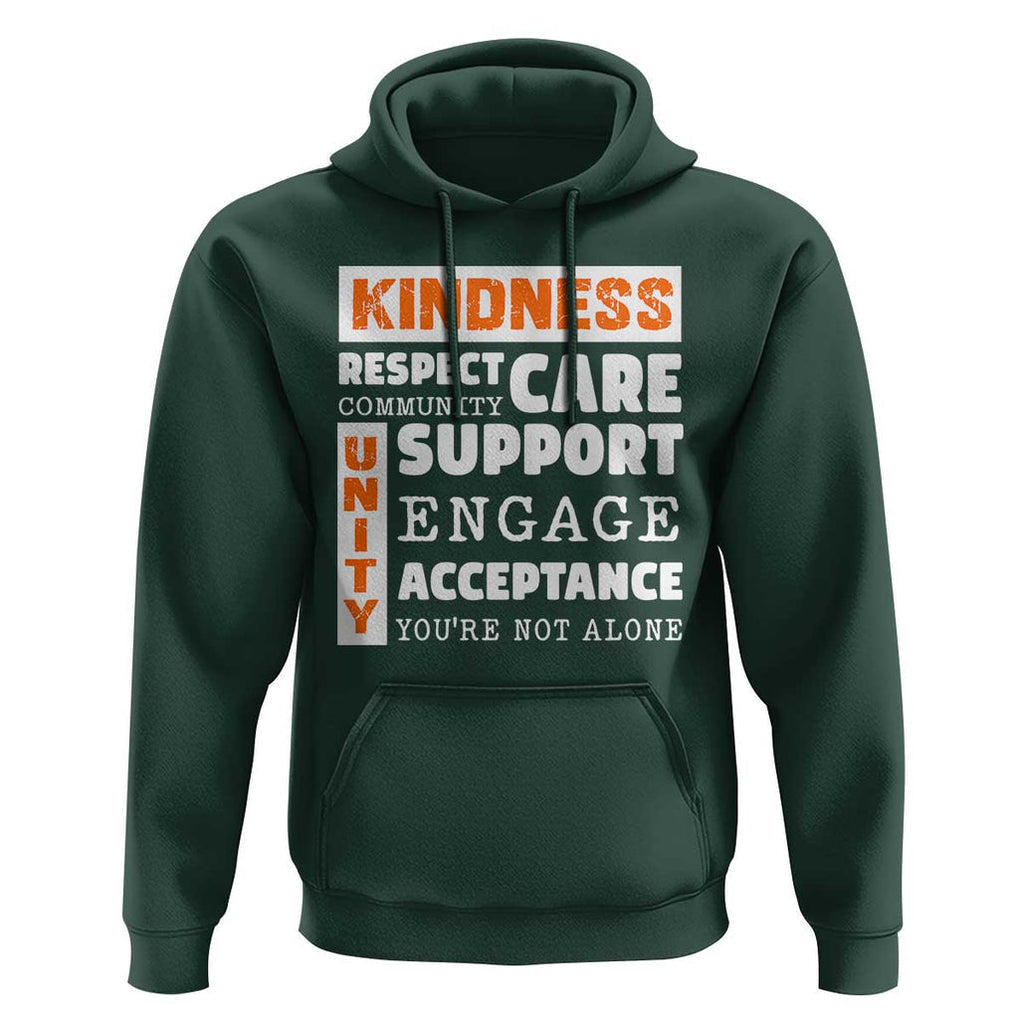 Anti Bullying Awareness Hoodie Kindness Respect Support Unity Day TS11 Dark Forest Green Print Your Wear