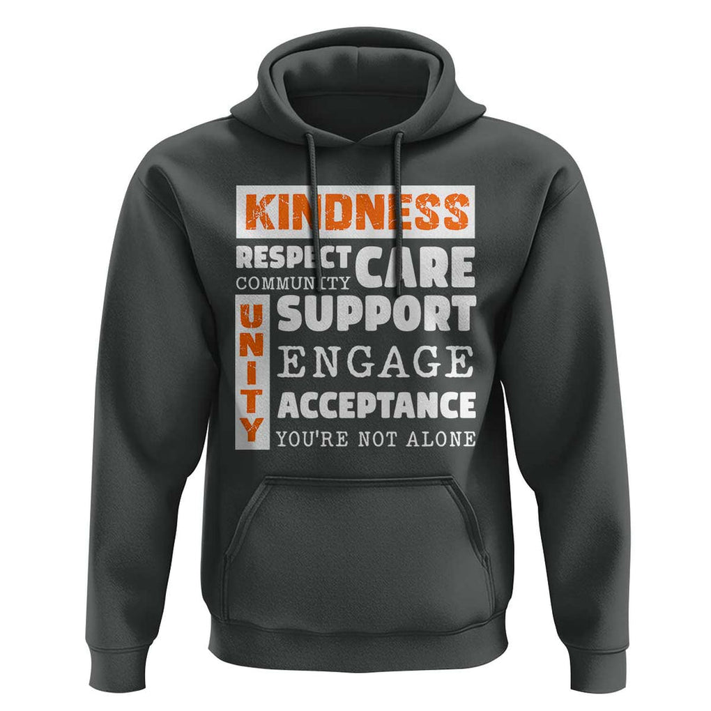 Anti Bullying Awareness Hoodie Kindness Respect Support Unity Day TS11 Dark Heather Print Your Wear