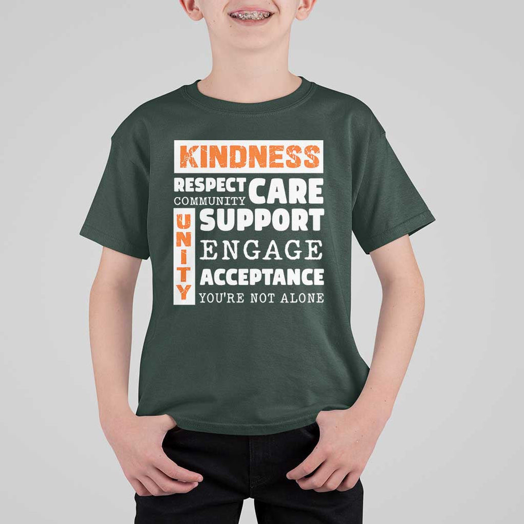Anti Bullying Awareness T Shirt For Kid Kindness Respect Support Unity Day TS11 Dark Forest Green Print Your Wear