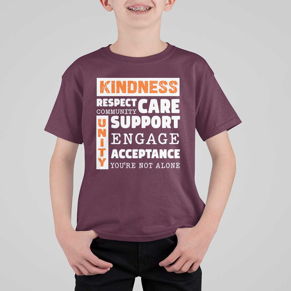 Anti Bullying Awareness T Shirt For Kid Kindness Respect Support Unity Day TS11 Maroon Print Your Wear