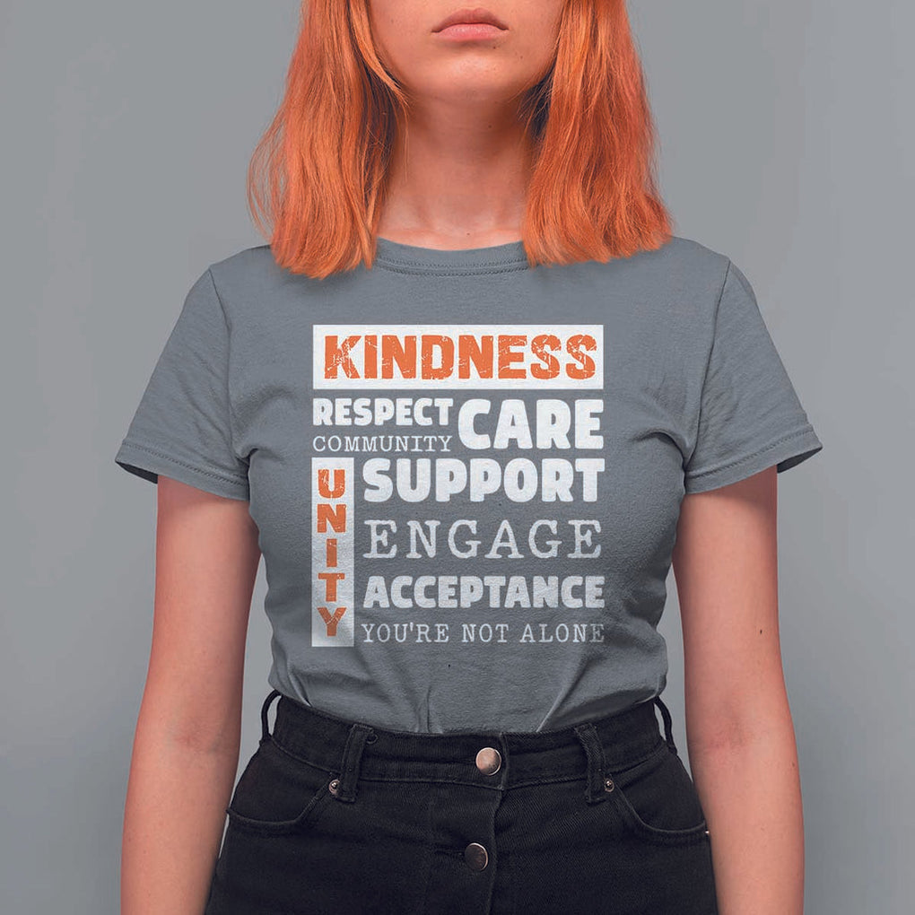 Anti Bullying Awareness T Shirt For Women Kindness Respect Support Unity Day TS11 Charcoal Print Your Wear