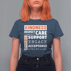 Anti Bullying Awareness T Shirt For Women Kindness Respect Support Unity Day TS11 Navy Print Your Wear