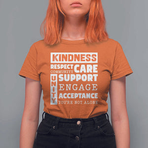 Anti Bullying Awareness T Shirt For Women Kindness Respect Support Unity Day TS11 Orange Print Your Wear