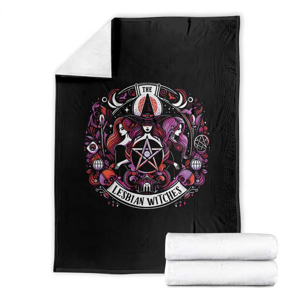 Halloween LGBT Throw Blanket The Lesbian Witches Pride Flag Pentagram TS11 Black Print Your Wear
