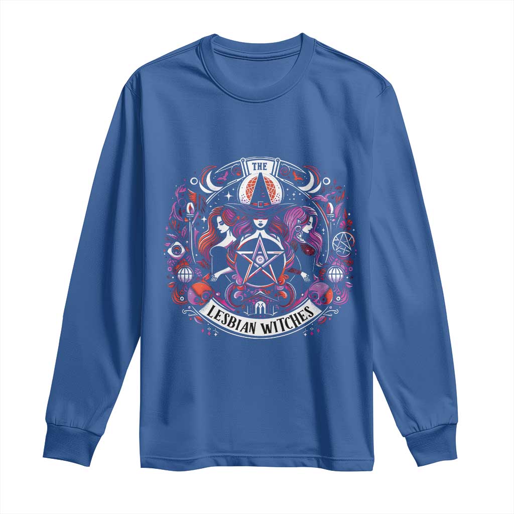 Halloween LGBT Long Sleeve Shirt The Lesbian Witches Pride Flag Pentagram TS11 Royal Blue Print Your Wear