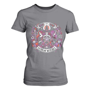 Halloween LGBT T Shirt For Women The Lesbian Witches Pride Flag Pentagram TS11 Charcoal Print Your Wear