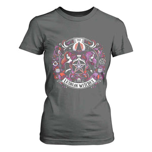 Halloween LGBT T Shirt For Women The Lesbian Witches Pride Flag Pentagram TS11 Dark Heather Print Your Wear