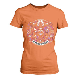 Halloween LGBT T Shirt For Women The Lesbian Witches Pride Flag Pentagram TS11 Orange Print Your Wear
