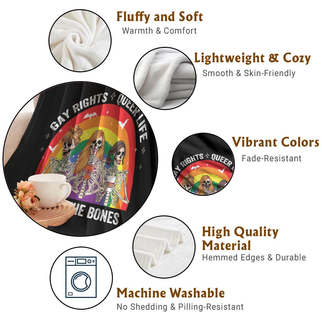 Halloween LGBT Throw Blanket Gay Rights Queer Life Lez To The Bones Skeleton TS11 Print Your Wear