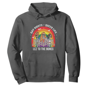 Halloween LGBT Hoodie Gay Rights Queer Life Lez To The Bones Skeleton TS11 Dark Heather Print Your Wear