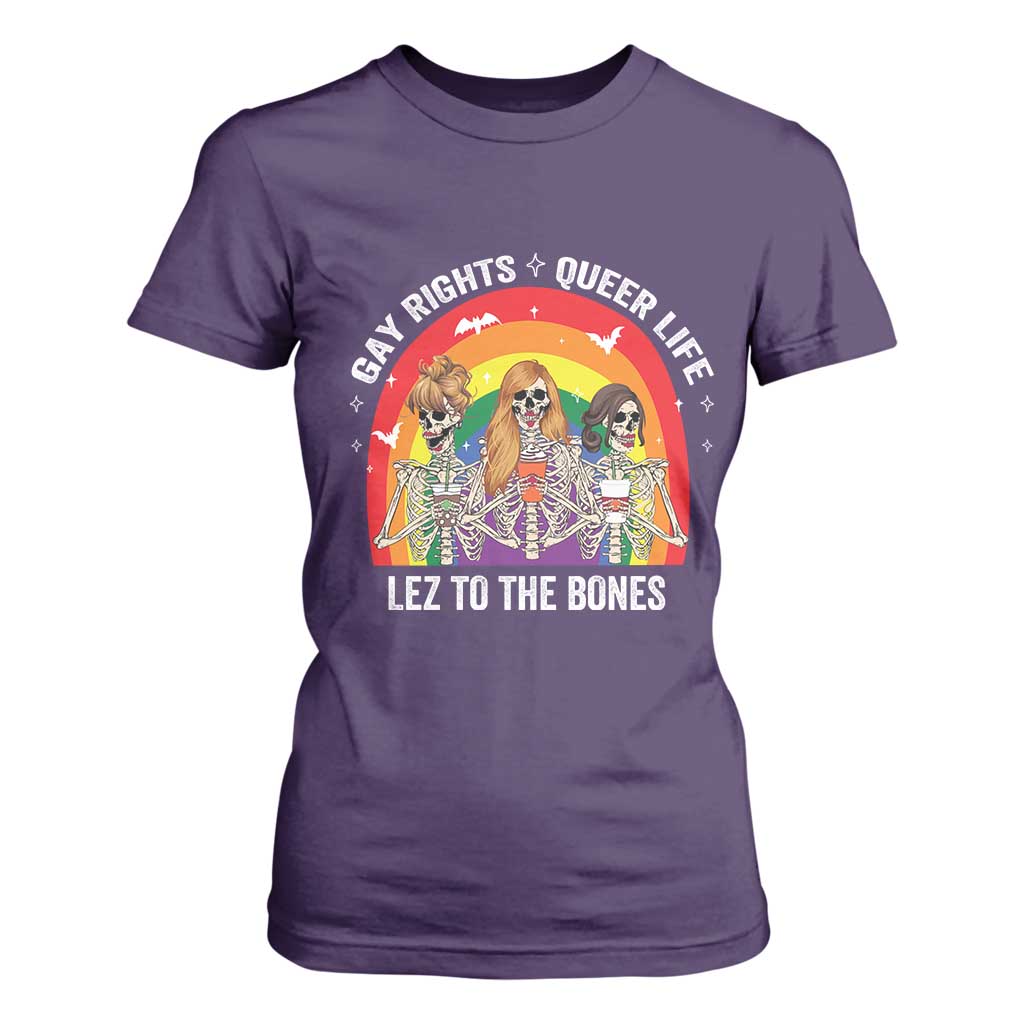 Halloween LGBT T Shirt For Women Gay Rights Queer Life Lez To The Bones Skeleton TS11 Purple Print Your Wear