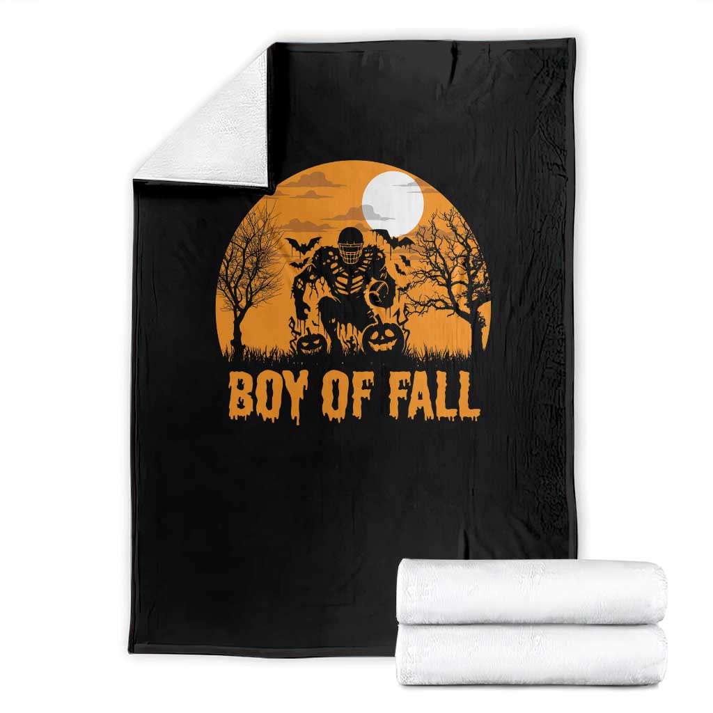 Funny Halloween Football Throw Blanket Boy Of Fall American Football Player Zombie Pumpkin Bat TS11 Black Print Your Wear