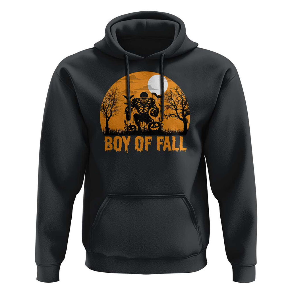 Funny Halloween Football Hoodie Boy Of Fall American Football Player Zombie Pumpkin Bat TS11 Black Print Your Wear