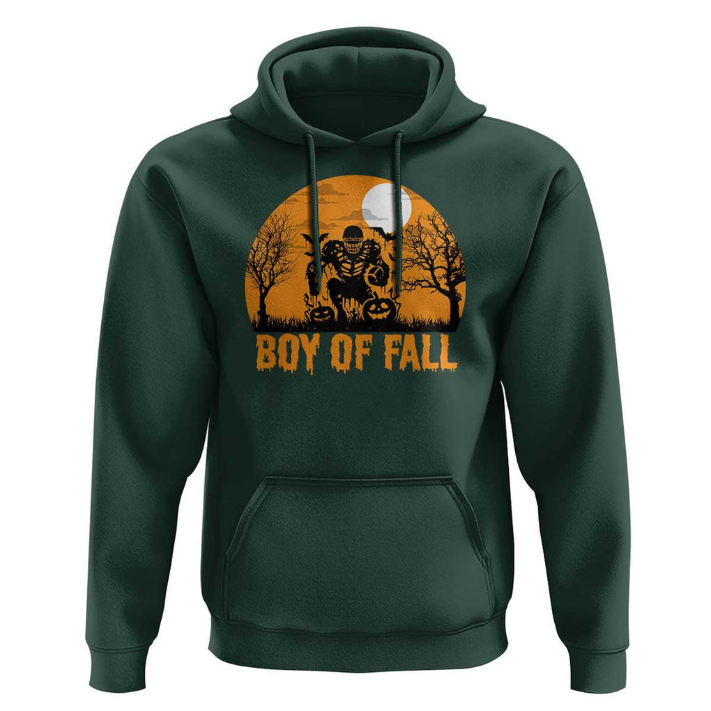 Funny Halloween Football Hoodie Boy Of Fall American Football Player Zombie Pumpkin Bat TS11 Dark Forest Green Print Your Wear