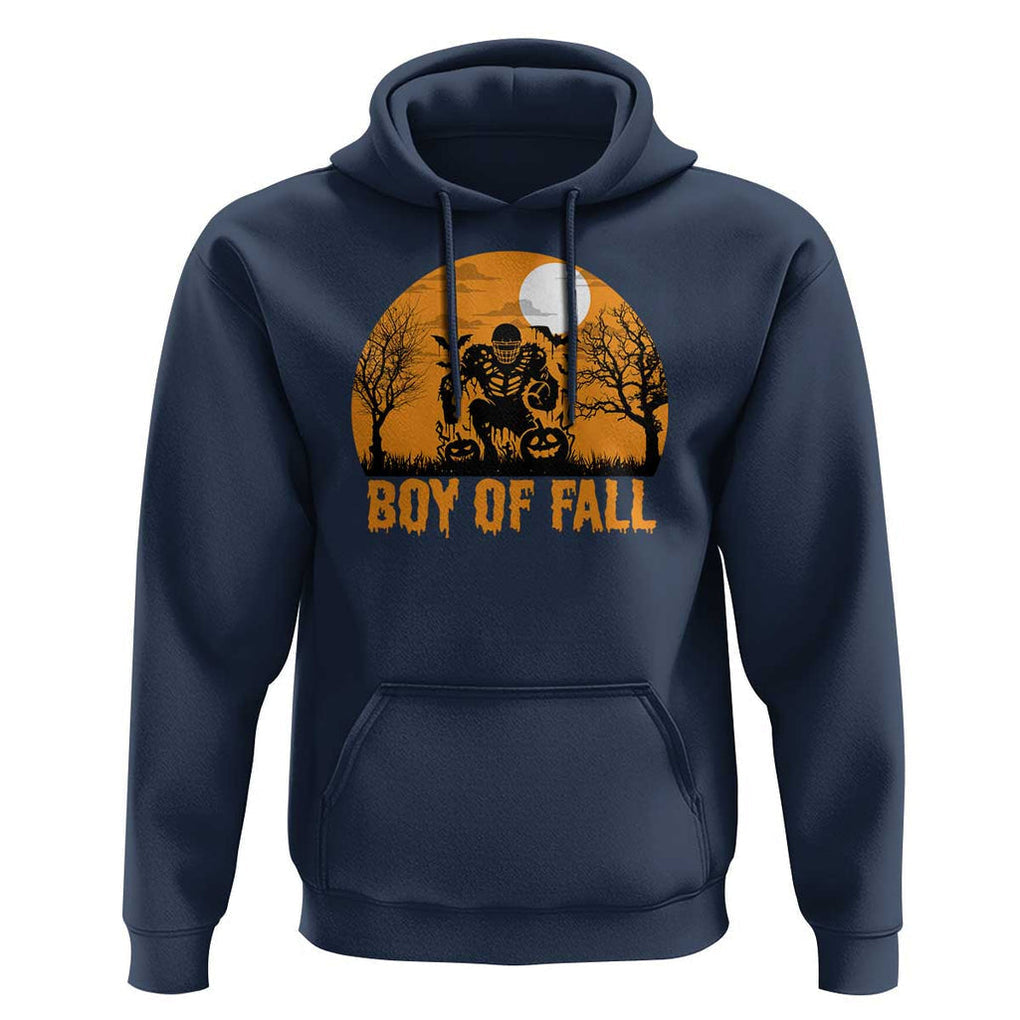 Funny Halloween Football Hoodie Boy Of Fall American Football Player Zombie Pumpkin Bat TS11 Navy Print Your Wear