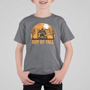 Funny Halloween Football T Shirt For Kid Boy Of Fall American Football Player Zombie Pumpkin Bat TS11 Charcoal Print Your Wear