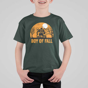 Funny Halloween Football T Shirt For Kid Boy Of Fall American Football Player Zombie Pumpkin Bat TS11 Dark Forest Green Print Your Wear