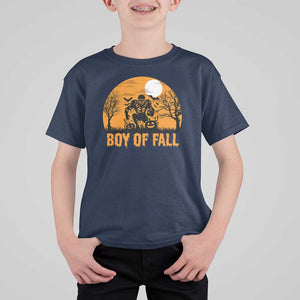 Funny Halloween Football T Shirt For Kid Boy Of Fall American Football Player Zombie Pumpkin Bat TS11 Navy Print Your Wear