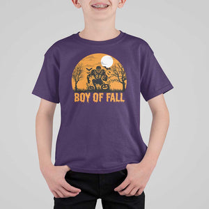 Funny Halloween Football T Shirt For Kid Boy Of Fall American Football Player Zombie Pumpkin Bat TS11 Purple Print Your Wear