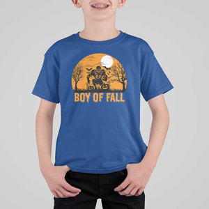 Funny Halloween Football T Shirt For Kid Boy Of Fall American Football Player Zombie Pumpkin Bat TS11 Royal Blue Print Your Wear