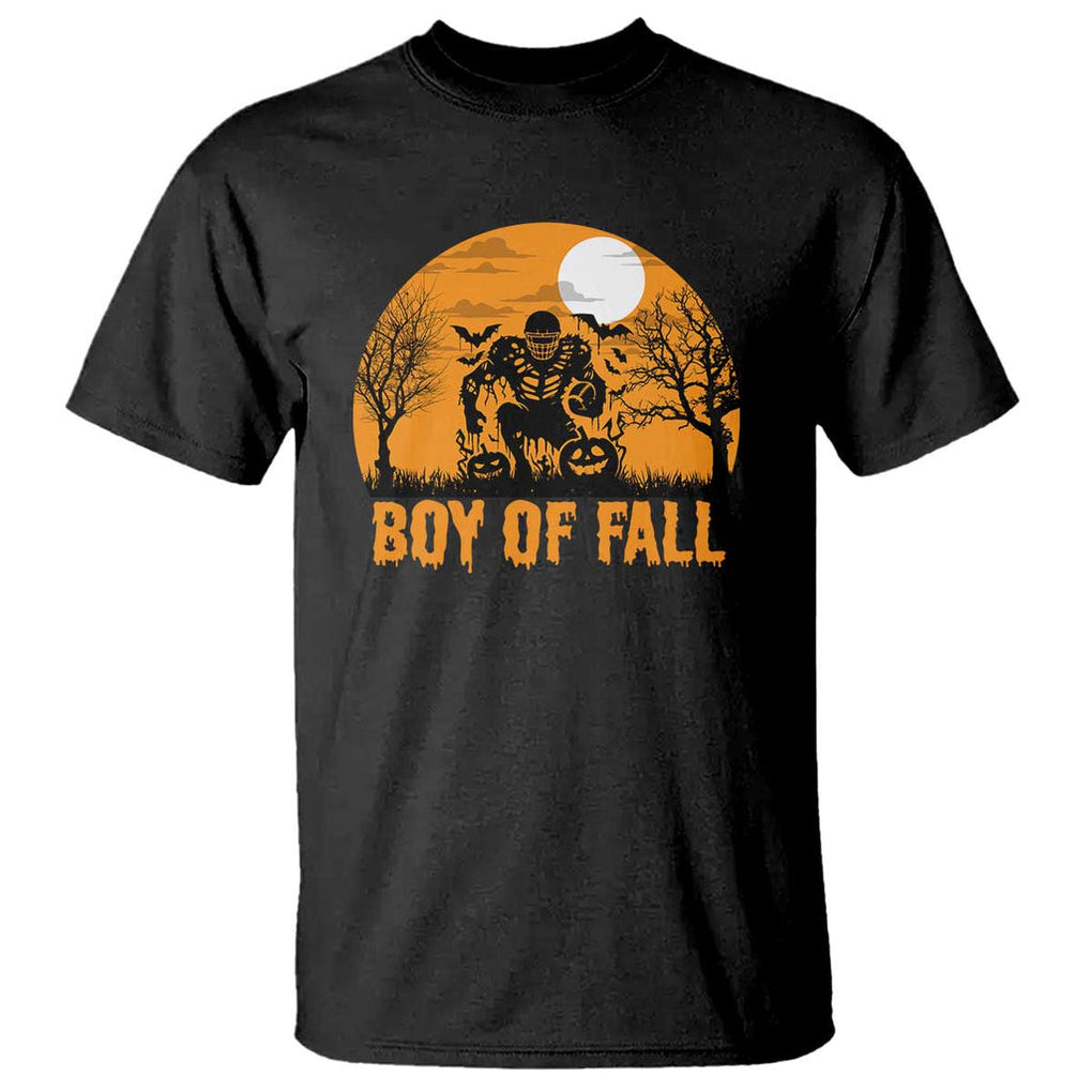 Funny Halloween Football T Shirt Boy Of Fall American Football Player Zombie Pumpkin Bat TS11 Black Print Your Wear