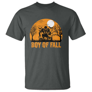 Funny Halloween Football T Shirt Boy Of Fall American Football Player Zombie Pumpkin Bat TS11 Dark Heather Print Your Wear