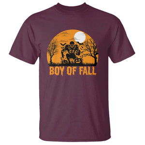 Funny Halloween Football T Shirt Boy Of Fall American Football Player Zombie Pumpkin Bat TS11 Maroon Print Your Wear