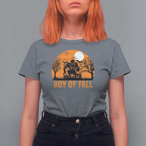 Funny Halloween Football T Shirt For Women Boy Of Fall American Football Player Zombie Pumpkin Bat TS11 Charcoal Print Your Wear