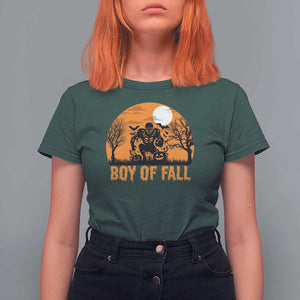Funny Halloween Football T Shirt For Women Boy Of Fall American Football Player Zombie Pumpkin Bat TS11 Dark Forest Green Print Your Wear