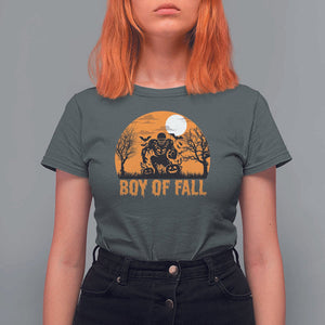 Funny Halloween Football T Shirt For Women Boy Of Fall American Football Player Zombie Pumpkin Bat TS11 Dark Heather Print Your Wear