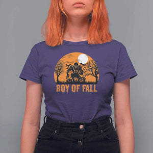 Funny Halloween Football T Shirt For Women Boy Of Fall American Football Player Zombie Pumpkin Bat TS11 Purple Print Your Wear