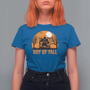 Funny Halloween Football T Shirt For Women Boy Of Fall American Football Player Zombie Pumpkin Bat TS11 Royal Blue Print Your Wear