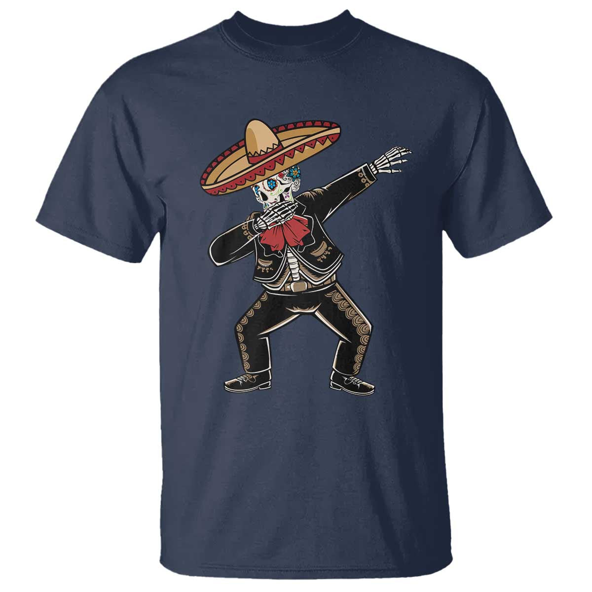 Day Of The Dead T Shirt Dabbing Sugar Skull Skeleton Mariachi TS11 Navy Print Your Wear