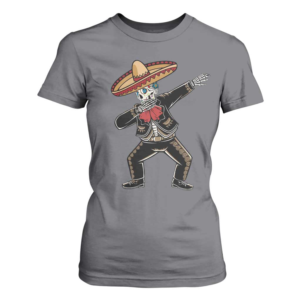Day Of The Dead T Shirt For Women Dabbing Sugar Skull Skeleton Mariachi TS11 Charcoal Print Your Wear