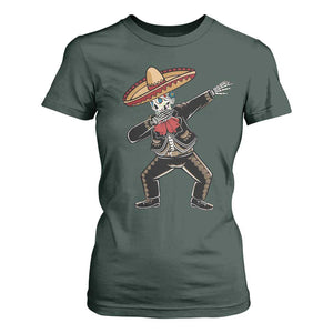 Day Of The Dead T Shirt For Women Dabbing Sugar Skull Skeleton Mariachi TS11 Dark Forest Green Print Your Wear