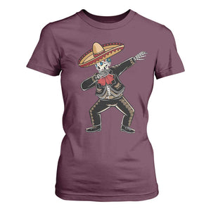 Day Of The Dead T Shirt For Women Dabbing Sugar Skull Skeleton Mariachi TS11 Maroon Print Your Wear
