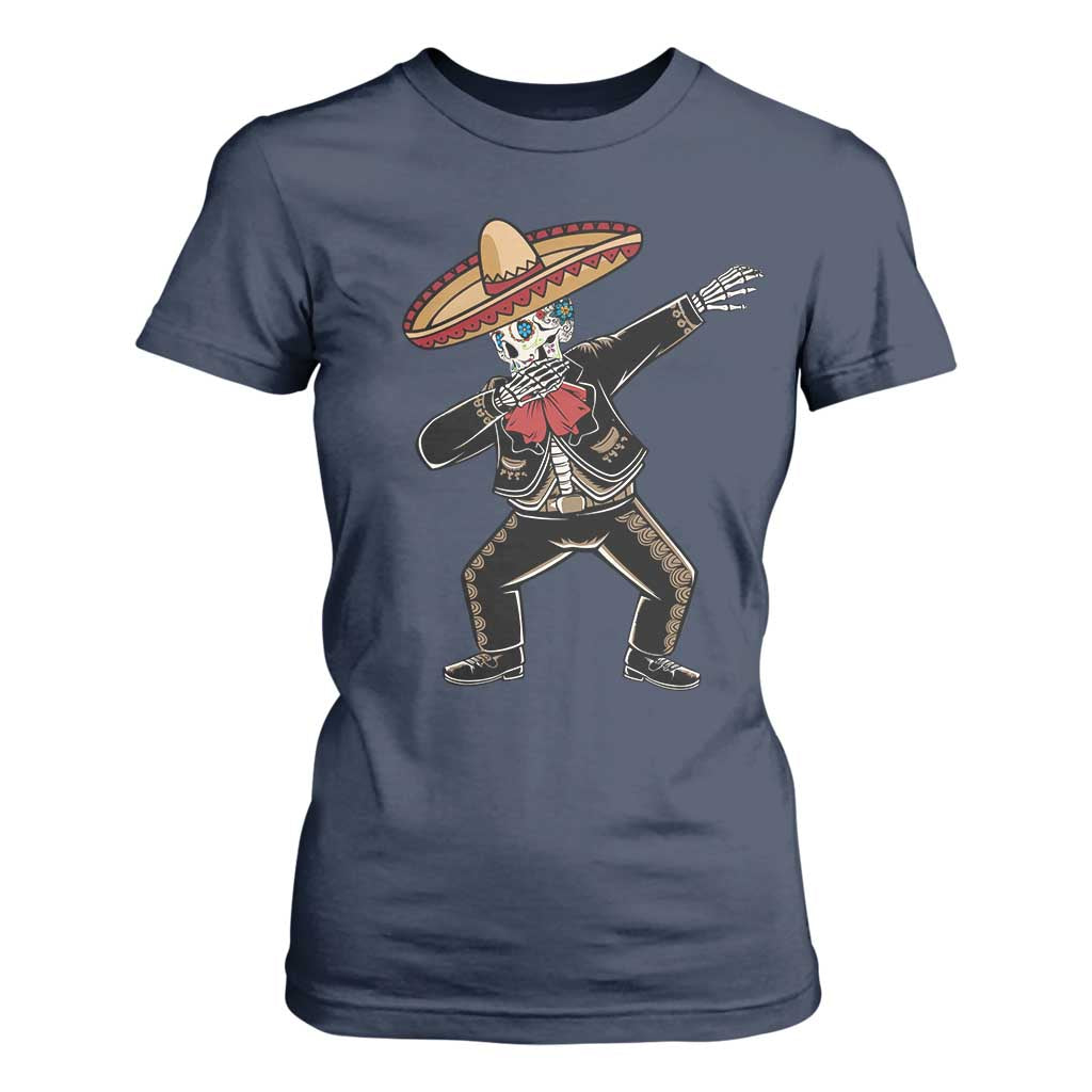 Day Of The Dead T Shirt For Women Dabbing Sugar Skull Skeleton Mariachi TS11 Navy Print Your Wear